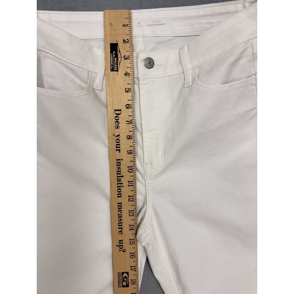 Old Navy Wow Straight Jeans Womens 10 Tall White High Rise Stretch Denim - Picture 6 of 10